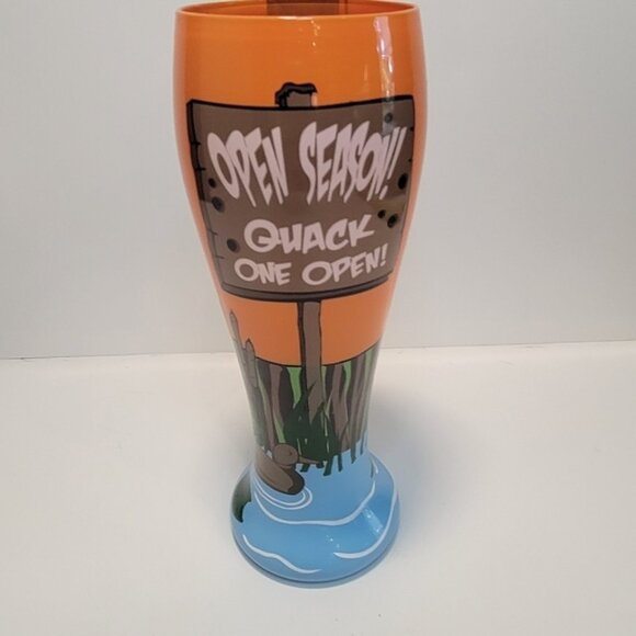 Top Shelf Hand painted "Duck Hunter" Tall Pilsner Beer Glass - Picture 1 of 11